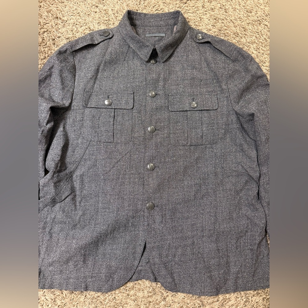 ($1295) NWT John Varvatos Collection Iron Grey Virgin Wool Military Jacket